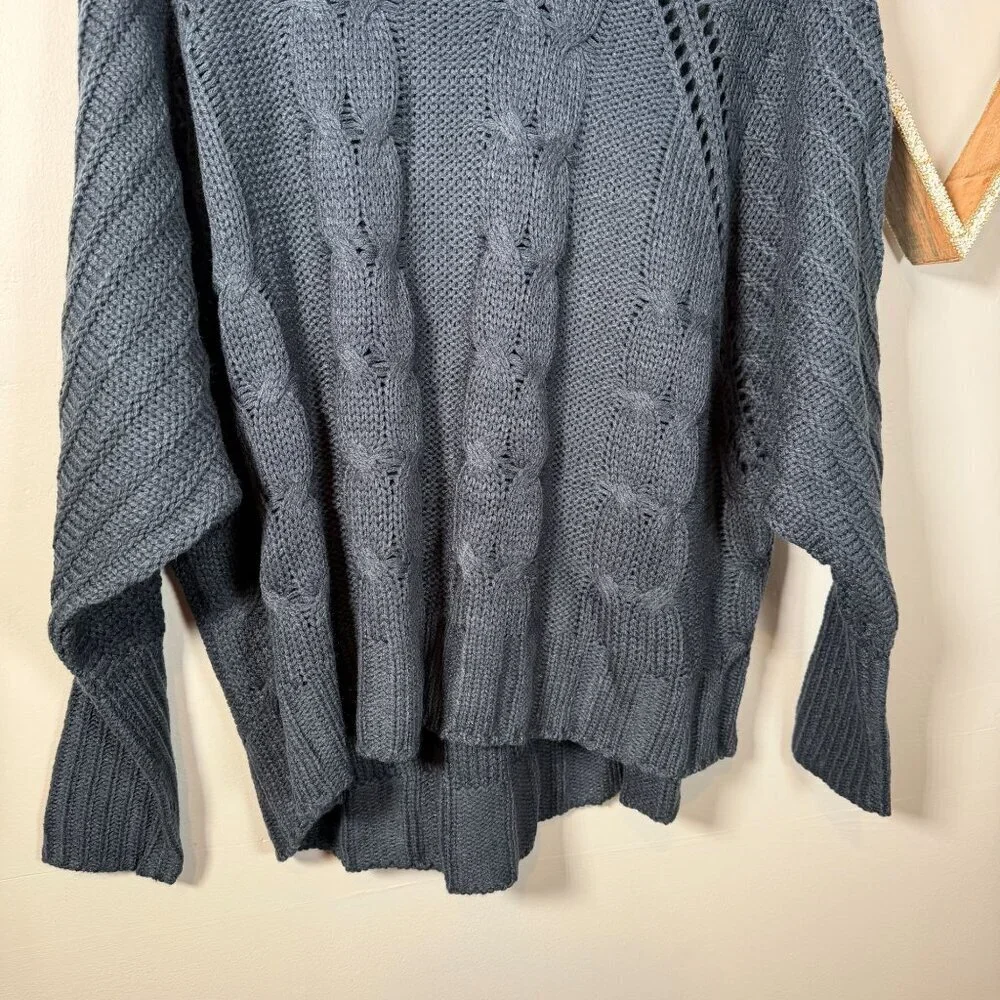 Chunky Braided Cable Stitch Knit Turtleneck Academia Cottagecore Sweater LARGE